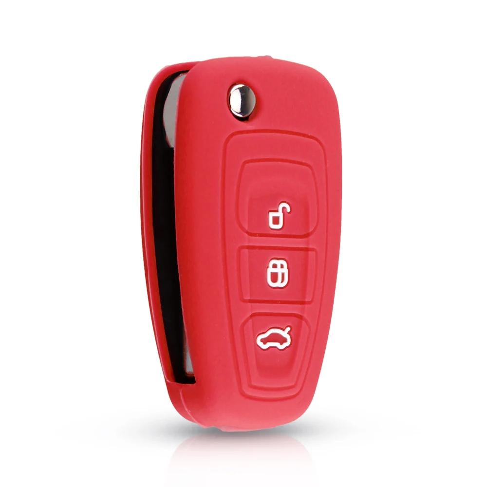 KEYYOU 3 Tasten Silikon Auto Fernbedienung Schlüsselanhänger Abdeckung Hülle Für Ford Ranger C-Max S-Max Focus Galaxy Mondeo Transit Tourneo Custom