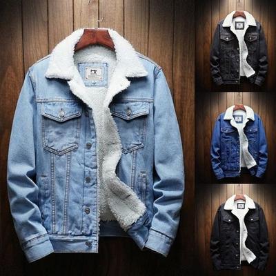 Men's Fashion Denim Jacket Winter Warm Wool Denim Jacket Fashion Men's Denim Jacket XS-6XL
