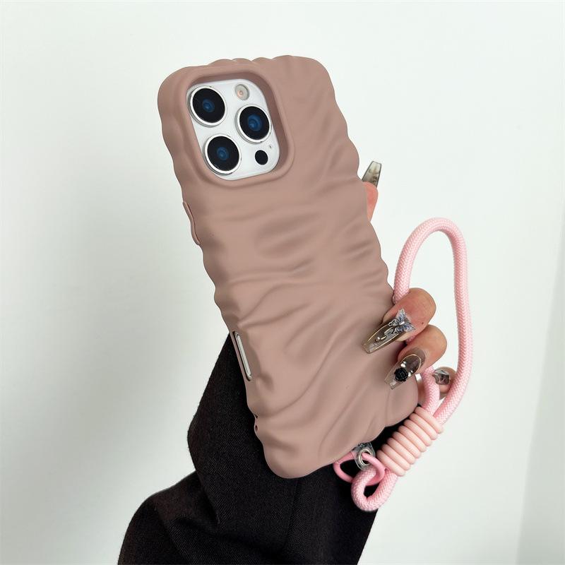 Solid Cream Texture Case with Lanyard for iPhone 16 Pro Max/Apple 17/14/15