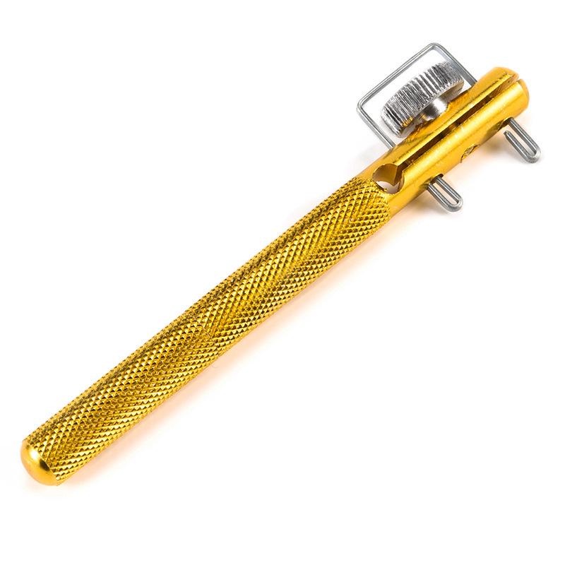 Golden Dual-Function Metal Knot Tying Tool - Portable, Manual, and Durable Aluminum Alloy Design
