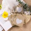 10/20pcs Natural Burlap Gift Drawstring Bags Heart Linen  Jute Candy Gift Packaging Bag Wedding Pouches for Guest Birthday Party