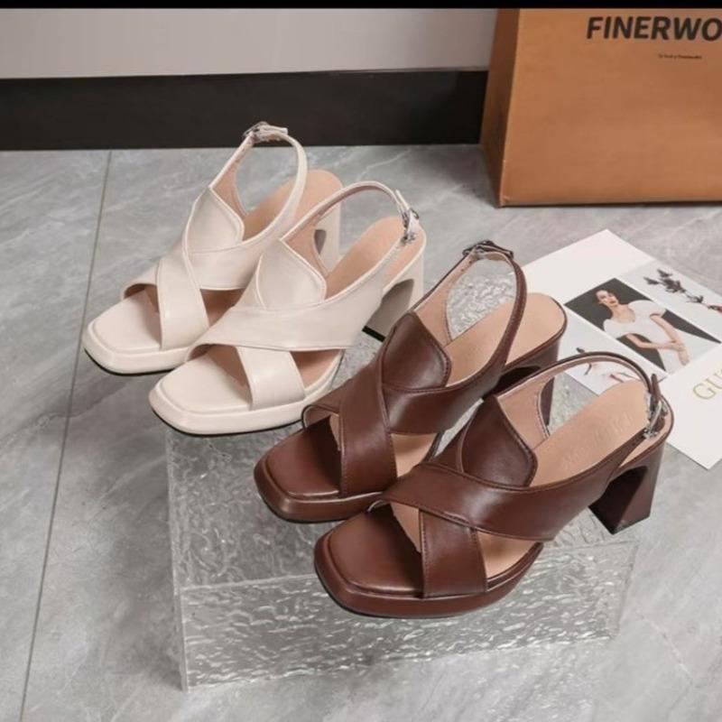 Mode Damen Sandalen Weiches Leder Plateau Sandale 2025 Sommer Dicke Sohle Hohe Absätze Sandale Sommer Schuhe Für