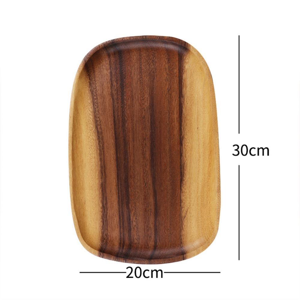 Insulated Design Acacia Wood Serving Platter Elliptical Handcrafted Breadboard Lightweight Solid Wood Pattern