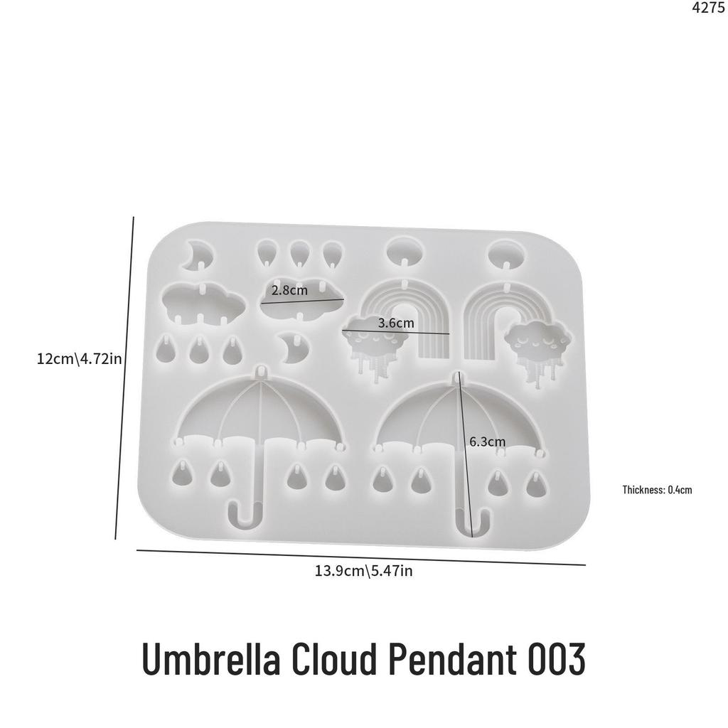 Poppy DIY Epoxy Resin Mold for Umbrella, Moon, Clouds, Planet, and Lightning Pendants Earrings