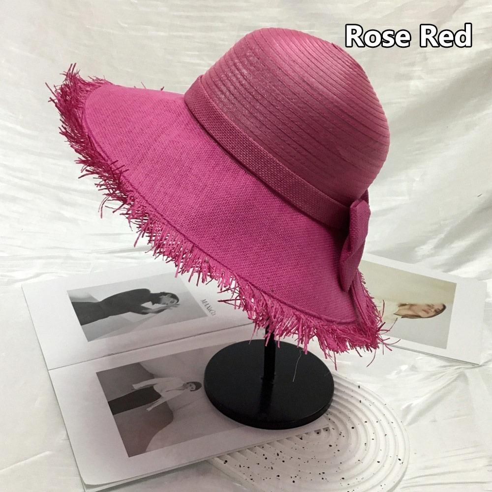 

Солом яний капелюх із широкими полями. Маленький капелюх від сонця. Новий жіночий капелюх із сонцезахисним кремом рожевий червоний колір