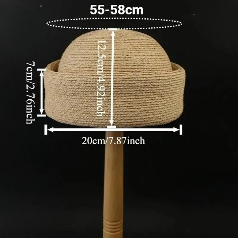 Summer Natural 100% Natural Raffia Berets For Women Circle Concave Top Pillbox Hat Church Derby Party Beach Hat Wheat Straw Hat