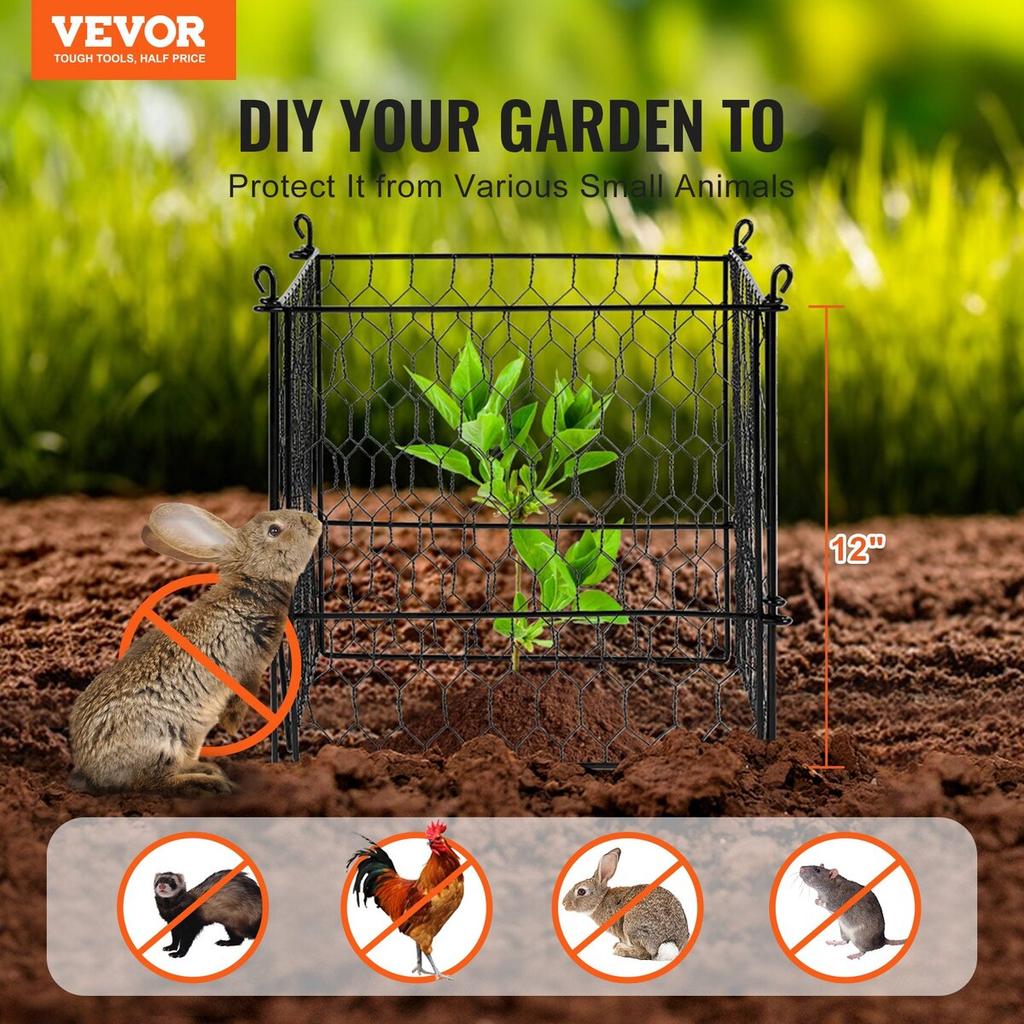 5 Pack Plant Protector from Animals 13.4'' X 13.4'' Metal Plant Cage