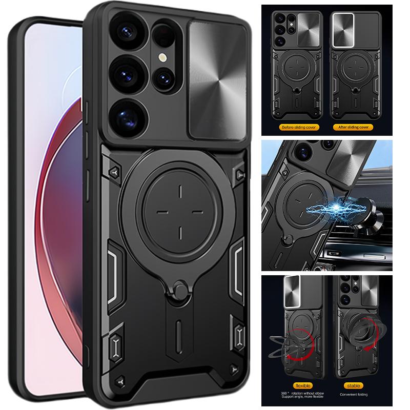 For Samsung Galaxy S25 Ultra 5G Case Car Holder Ring Phone Case For Samsung S25 + Plus S 25 Ultra Slide Camera Armor Back Cover