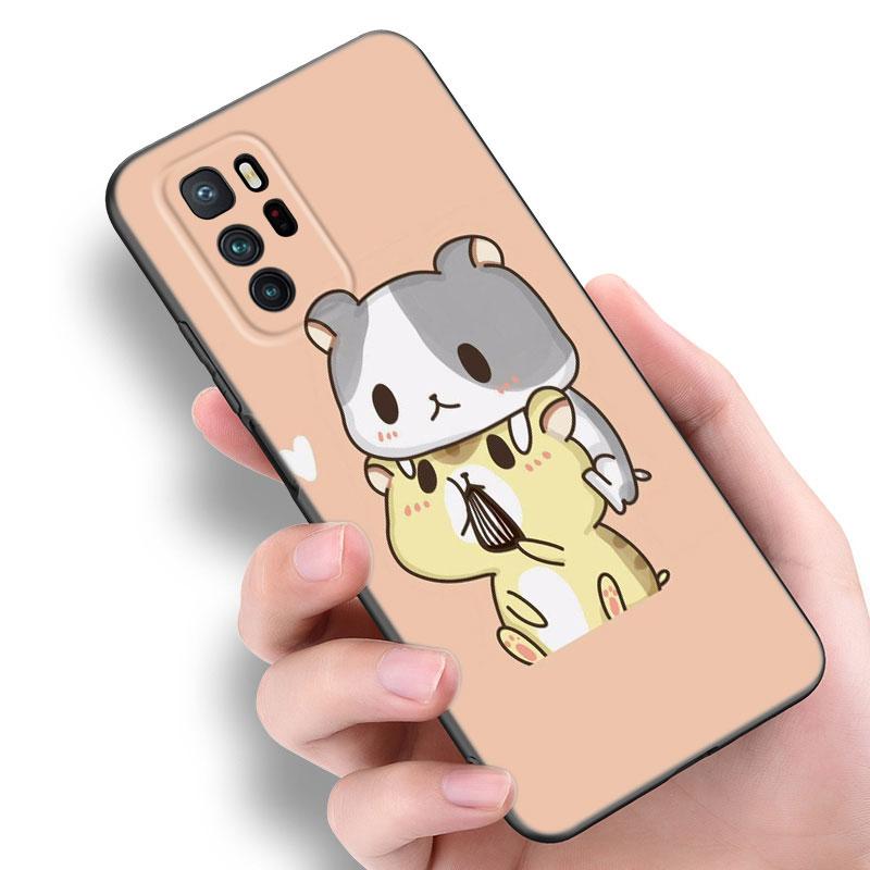 Χαριτωμένη όμορφη μαύρη θήκη σιλικόνης για κατοικίδιο χάμστερ για Xiaomi POCO X3 X4 NFC F5 M3 M4 M6 X5 X6 Pro F3 F4 GT 5G C55 C65 M5