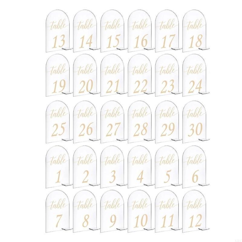 30pcs Arched Acrylic Table Sign for Wedding Place Card Table Numbers with Stand Guest Name Tags Banquet Party Decoration X3UC