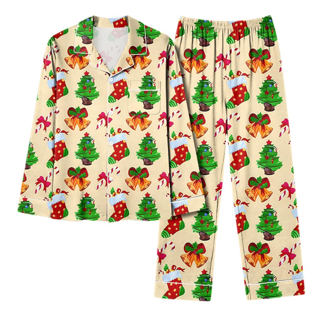 Women's Casual Fashion Christmas Print Long-Sleeve Top And Pants Homewear Set