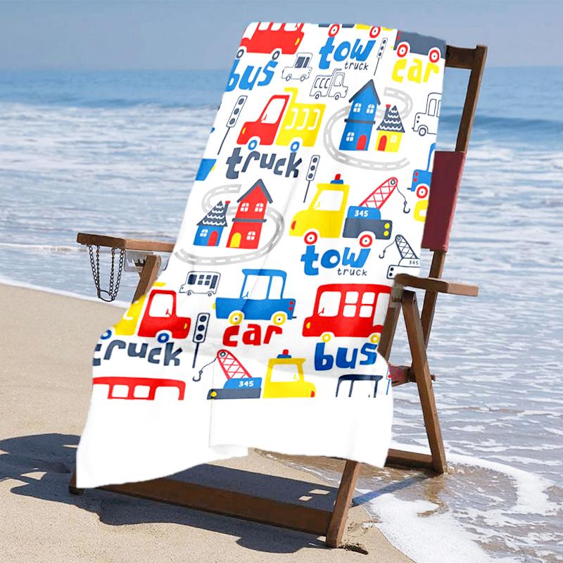 Ultra-weiches Strandtuch mit Bagger-Thema, Ideal für Pool - Camping, Tauchen - Perfekter Reisebegleiter, Lebendiges Strandtuch.