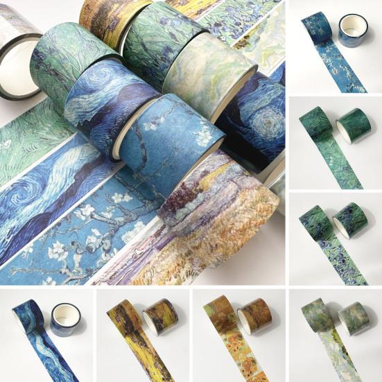Scrapbooking Washi Tape Tape, Oil Painting Decorative Masking Artist Patterns Adhesive Flowing Pattern for DIY Crafts, Junk Journal, Gift Wrapping,