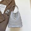 Retro Small Rivets PU Leather Shoulder Bag for Women 2025 Punk Style Bucket Handbags and Purses Females Crossbody Bags