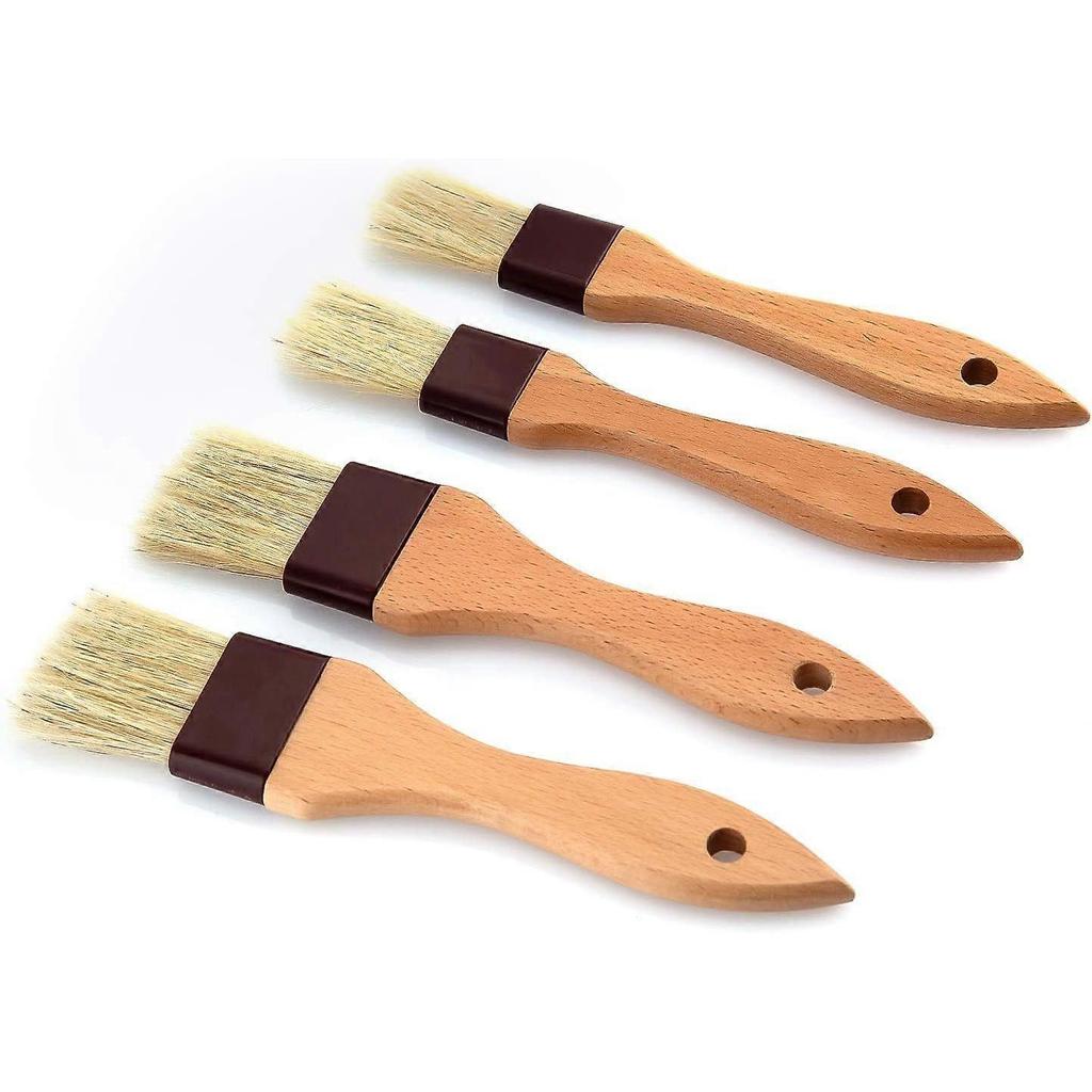 2,5 cm/4 cm 4 Stück Gebäckpinsel Ölpinsel mit Hartholzgriff Natürliche Wildschweinborsten
