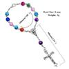Christianity Goddess Jesus Cross Pendant Colorful Beads Chain Women Bracelet