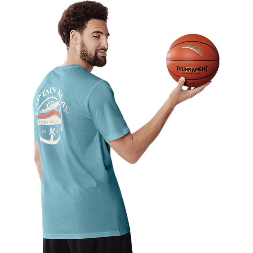 Anta Basketball Series Printed Letter Crew Neck Pullover Sports Short Sleeve T-Shirt Men T-Shirt Mallow-Green 152421102-2