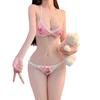 Sex underwear sexy cute printed three-point underwear free of open passion temptation pure desire wind gather bra
