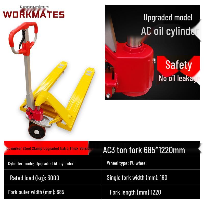 Manual Hydraulic Pallet Truck Forklift, 2/3 Ton Capacity, Warehouse Hand Pallet Mover
