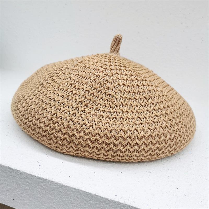 

Шляпа Женская стильная плиссированная вязаная беретка темпераментная универсальная элегантная весенне-летняя дышащая шляпа художника из молочного шелка One Size