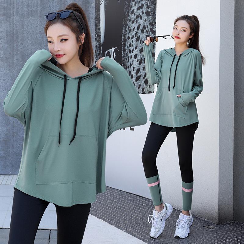 Felpa con cappuccio sportiva larga taglie forti da donna 2023 per fitness e yoga