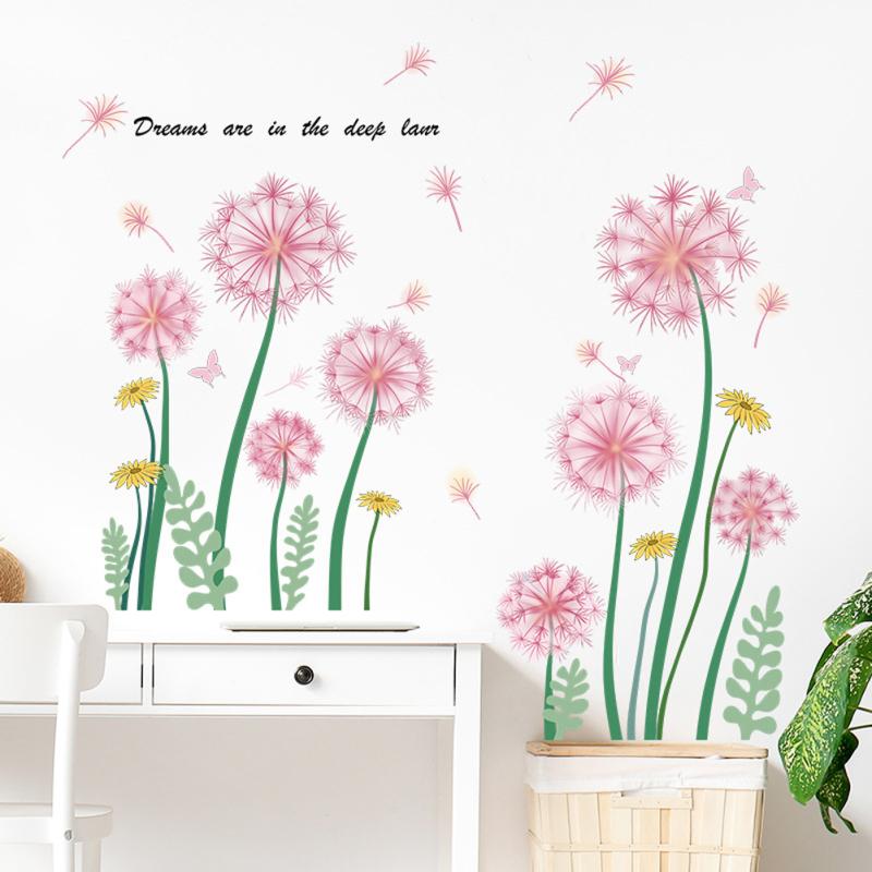2pcs Dandelion Wall Stickers Self-adhesive Wall Decals For Living Room Porch Bedroom Home Decoration