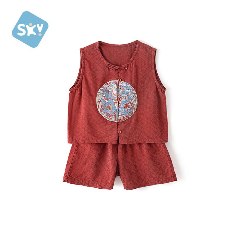 

ShuBeiYi Kids New Chinese Style Summer Vest Set 110