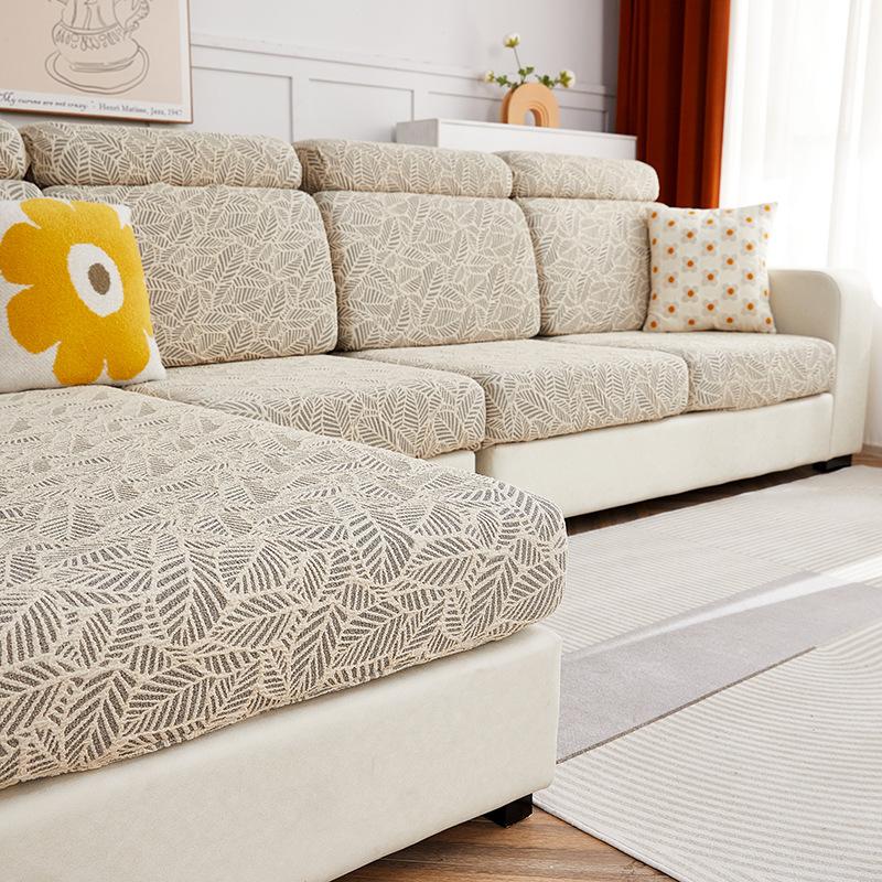 

Высоковесный утолщенный жаккардовый четырехсезонный эластичный чехол для дивана с полной оберткой, универсальный чехол для подушки, комбинированный диван Backrest бежевый