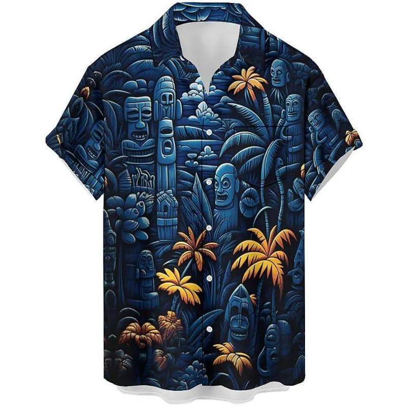 Поп-арт гавайская рубашка Кассета Скейтборд Наушники Рубашка, Винтажная 90-х Вечеринка На пуговицах Летние Унисекс Рубашки 2XL