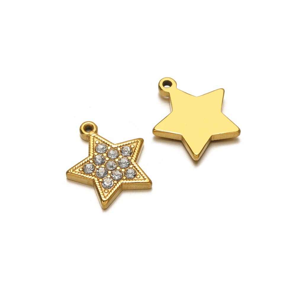 5pcs Stainless Steel Star Snowflake Zirconia Flower Charms for DIY Jewelry Findings Necklace Pendants Bracelet Earrings Making