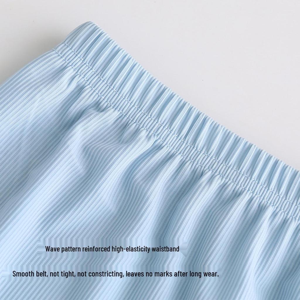 Men's Summer Ice Silk Pajama Pants, Plus Size, Lightweight, Loose-Fit, Five-Point Shorts