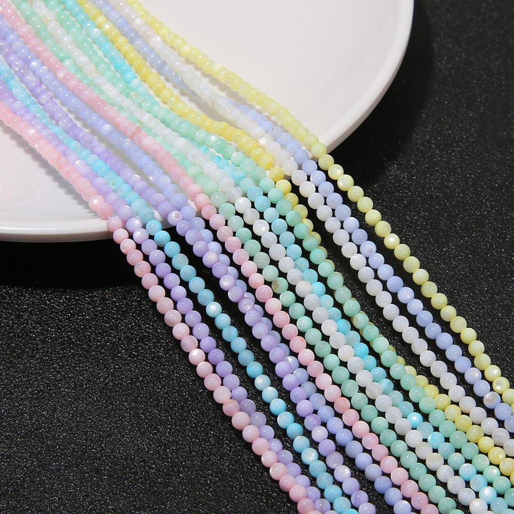 3mm Natur Süßwasser Shell Runde Perlen für Schmuck Machen DIY Armband Necalace Telefon Kette