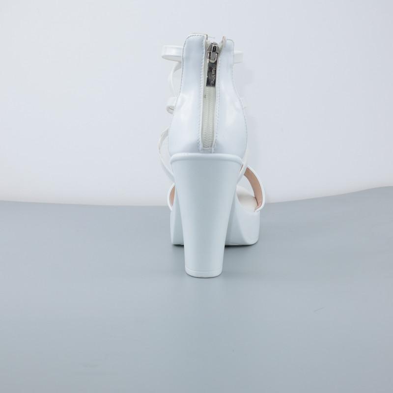 Big Size 32-43 Block Heel Platform Sandals Women Wedding Shoes Summer High Heels Gladiator Sandals Patent Leather Sandals