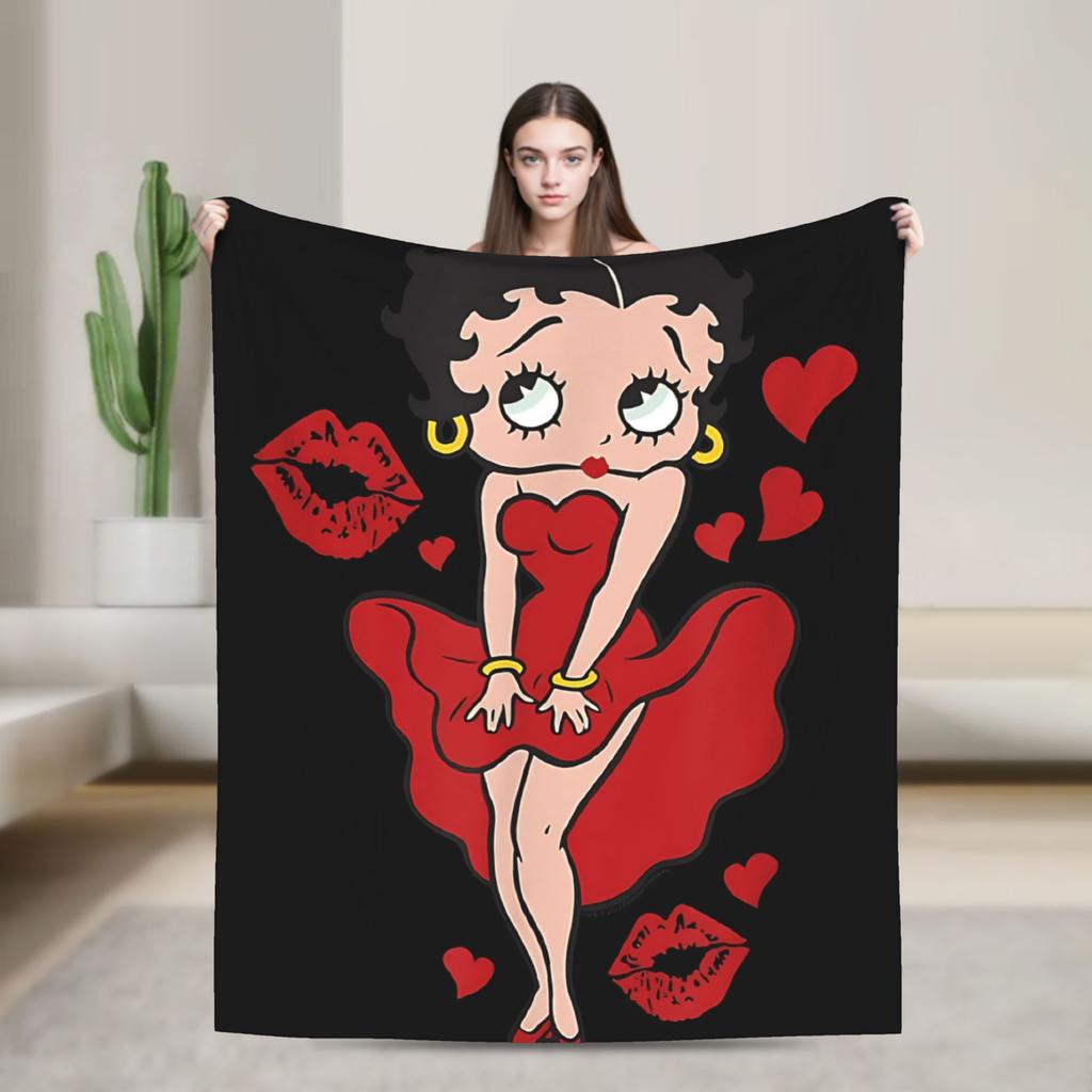 B-Bettys Boops Plush Blankets Kids Flannel Throw Blanket For Outdoor Warm Custom Quality Bedspread Gift