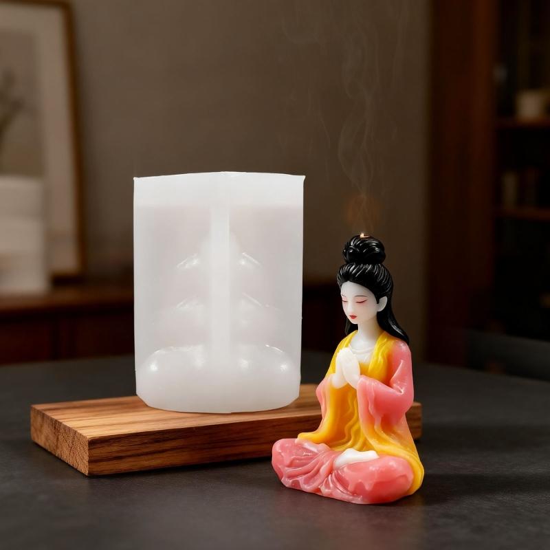 Buddhistische Form Silikonform Mehrzweck-Silikonkerzenform Zum Herstellen von Kerzen Seife Gipsskulptur Heimdekoration