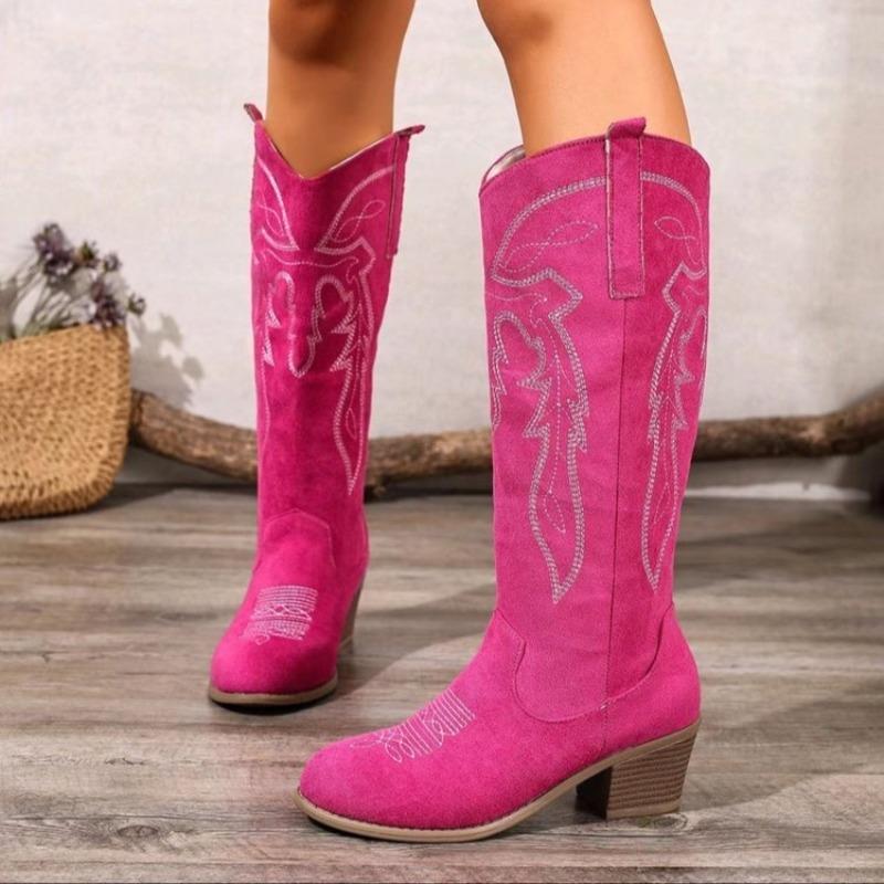 Women Mid-calf Boots Retro Fashion Plus Size Women Shoes Trend Outdoor Luxury Ankle Boots Pointed Western Cowboy Boots Women