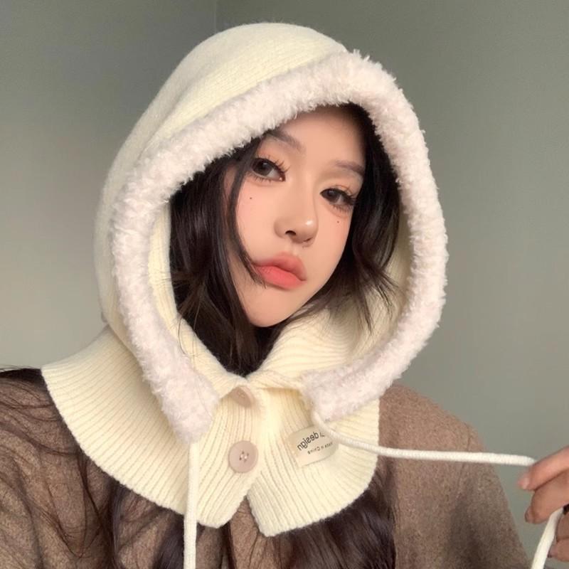Balaclava Hat with Big Head Surrounds The Head Hat with Autumn and Winter Warm Korean Style Hat