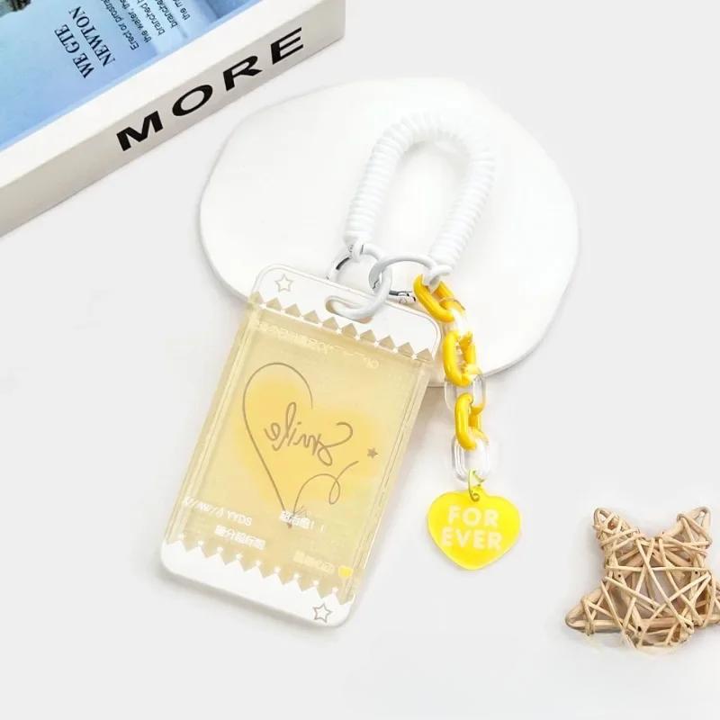 Chic Idol Photo Card Holder with Lanyard SweetHeart Style Family Friend Photo Card Cover Case ID Bus Card Protector