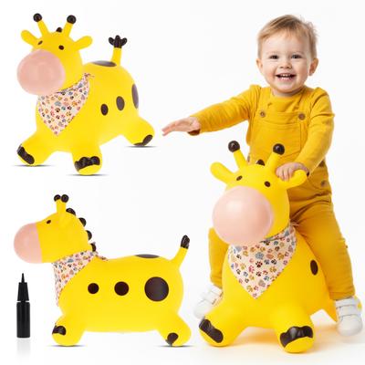 Children's Jumping Hopper with Pump Giraffe Yellow with Bandana