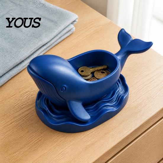 Functional Resin Whale Figurine 3D Printed Shaped Storage Bowl, Ocean Theme Jewelry Tray for Entryway Key Organizer Vanity, Multifunctional
