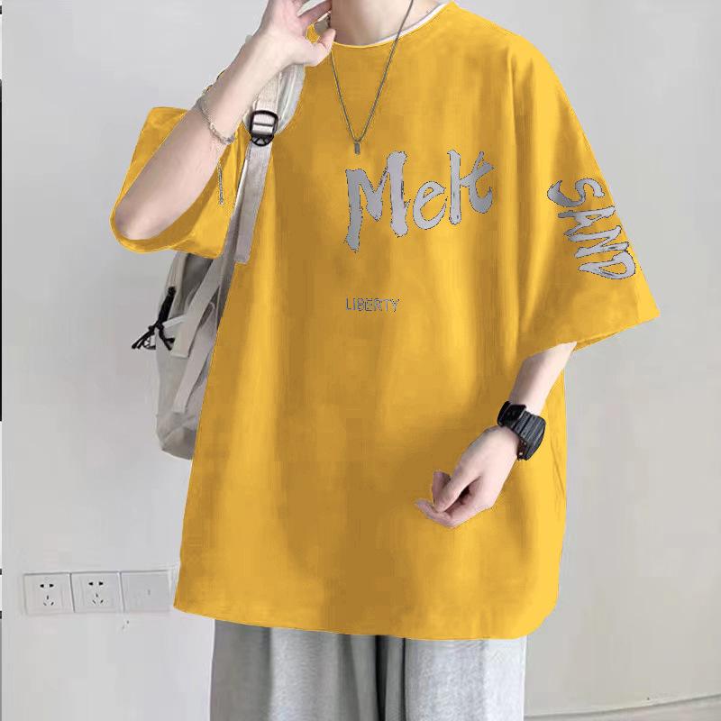 

Men s Printed T-shirt Casual Streetwear T-shirt Summer Loose Top XXXL жовтий