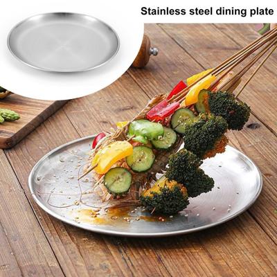 Camping Dinner Plate Stainless Steel Serving Plate Rustproof Heat-Resistant Reusable Dishwasher Safe Feeding Serving Plate