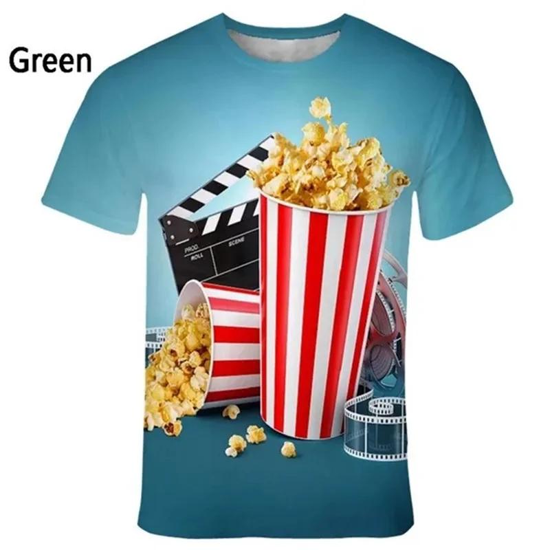 Fashion Popcorn 3D Printed Funny T Shirts Men's And Women's Clothing Summer Short Sleeve T-Shirt Unisex Streetwear Tops Tees