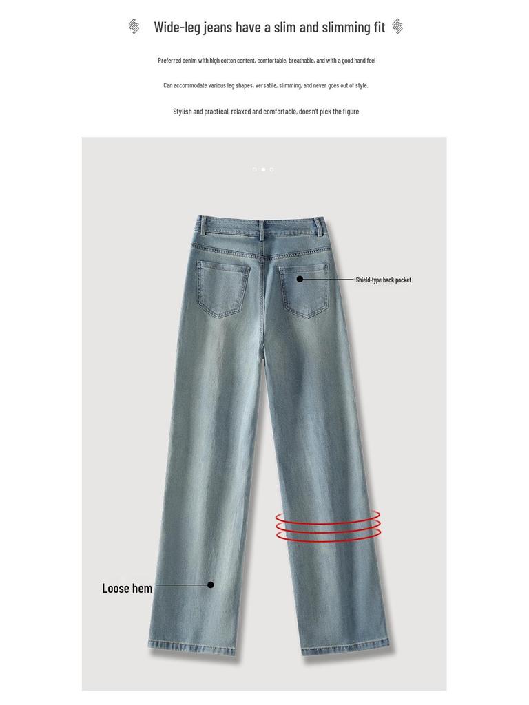 2024 Herbst Damen High-Waist Bestickte Weitbeinjeans