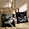 Handsome Black Nordic Cat Pillow Case Printed Brushed Fleece Pillow Baby Skin-Touch Eco-Friendly Dye-Sublimat