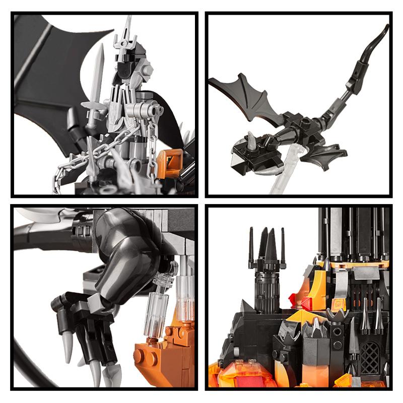 MOC Lord Rings Movie The Fell Beast Magic Tower With Led Lights Magic Fortress Castle Assemble Collection Bricks Model Toys Gift
