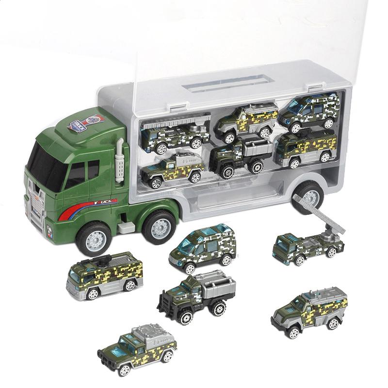 10 In 1 Construction Toys Truck Storage Die-Cast Vehicle Transporter Car Set Excavator Dump Truck Digger Backhoe For Kids Gift