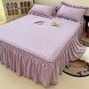 3pcs Bedding Simple Flower Bed Skirt With Pillowcases Wedding Bedspread Bed Sheet Mattress Cover Full Twin Queen King Bedsheets