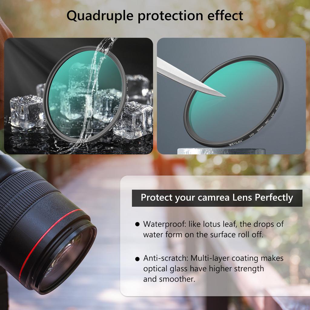 UV Filter Photography MC HD Lens UV Filter Super Slim Camera Accessories 46mm 49mm 55mm 58mm 67mm 77mm 82mm for Canon Nikon DSLR 6