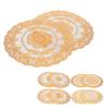 2PCS 38x38cm Table Mats PVC Gold Placemats Cup Mat Coaster for Wedding Party Supplies